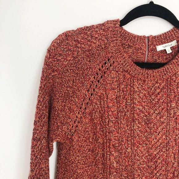 TYLER BOE Orange Chunky Knit Zipper Back Sweater - Picture 4 of 6